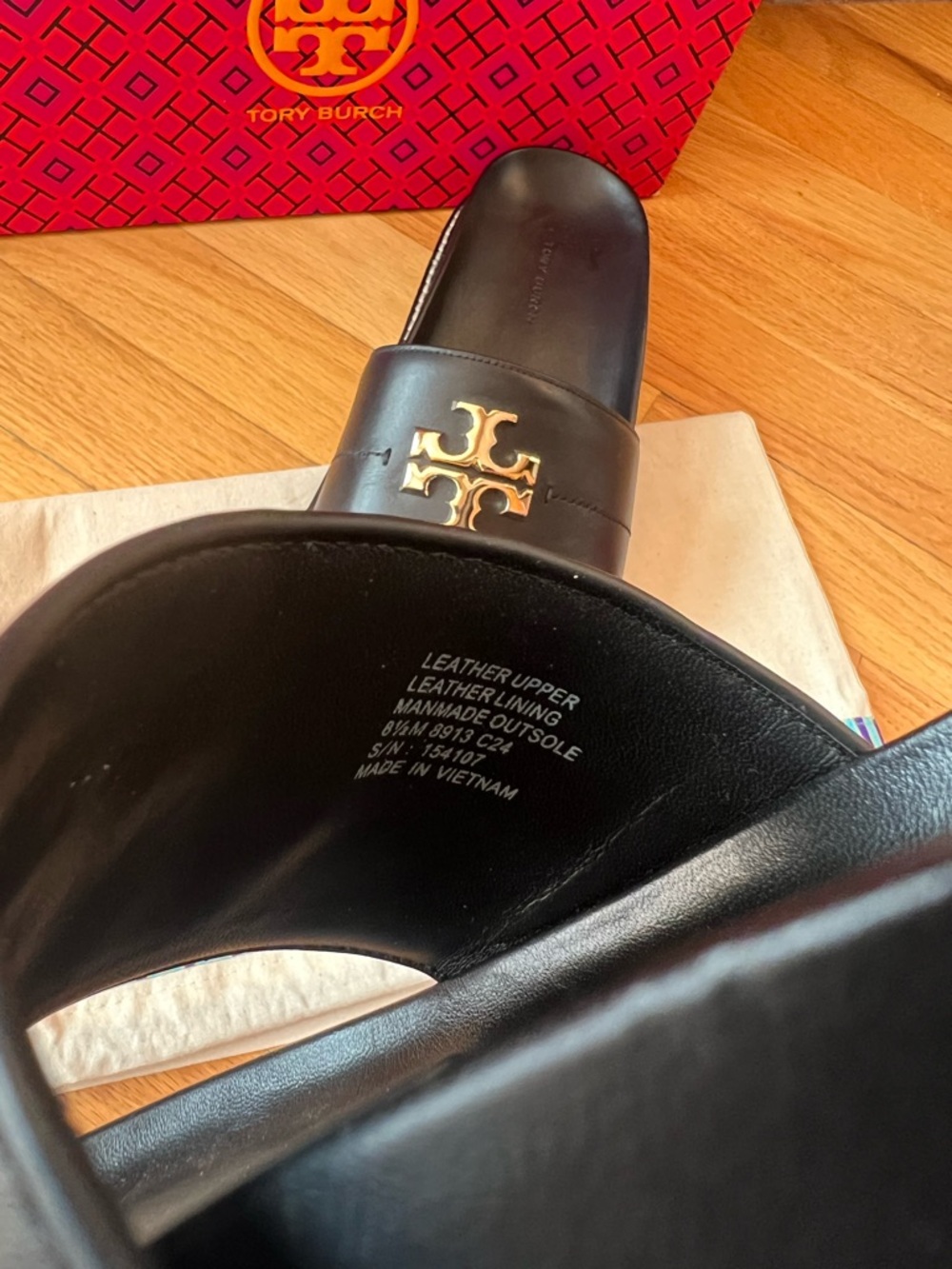 Tory Burch Black Everly Anatomic Lug Slide Sandals - Picture 6 of 9
